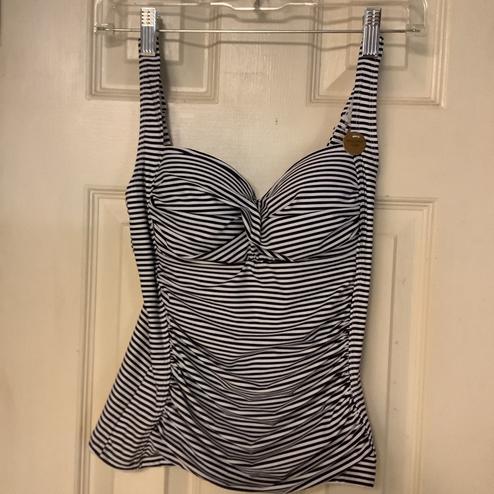 Niptuck Swim Swimsuit Top Black White Size 4 NWOT